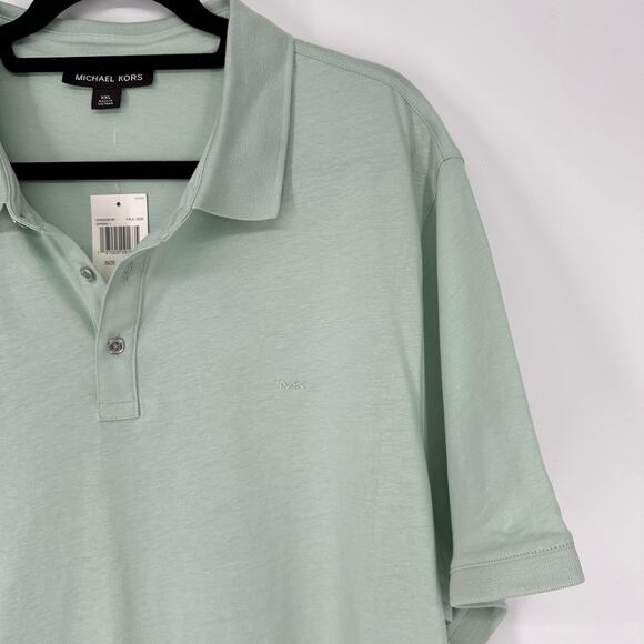 Michael Kors Embroidered Logo Cotton Pale Jade Short Sleeve Polo Mens XXL - Picture 2 of 10